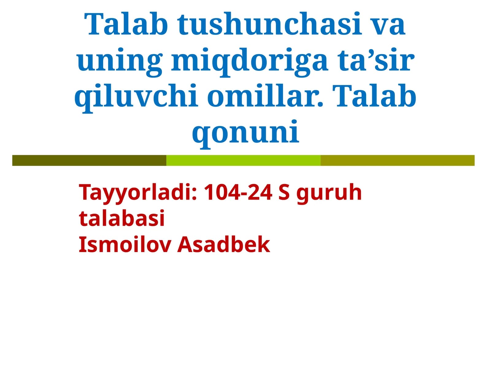 Talab tushunchasi va uning miqdoriga ta’sir qiluvchi omillar