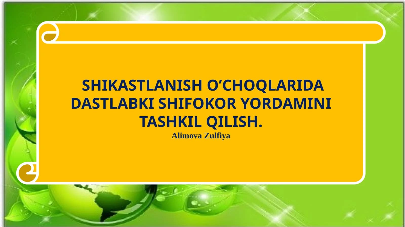 SHIKASTLANISH O’CHOQLARIDA DASTLABKI SHIFOKOR YORDAMINI TASHKILQILISH