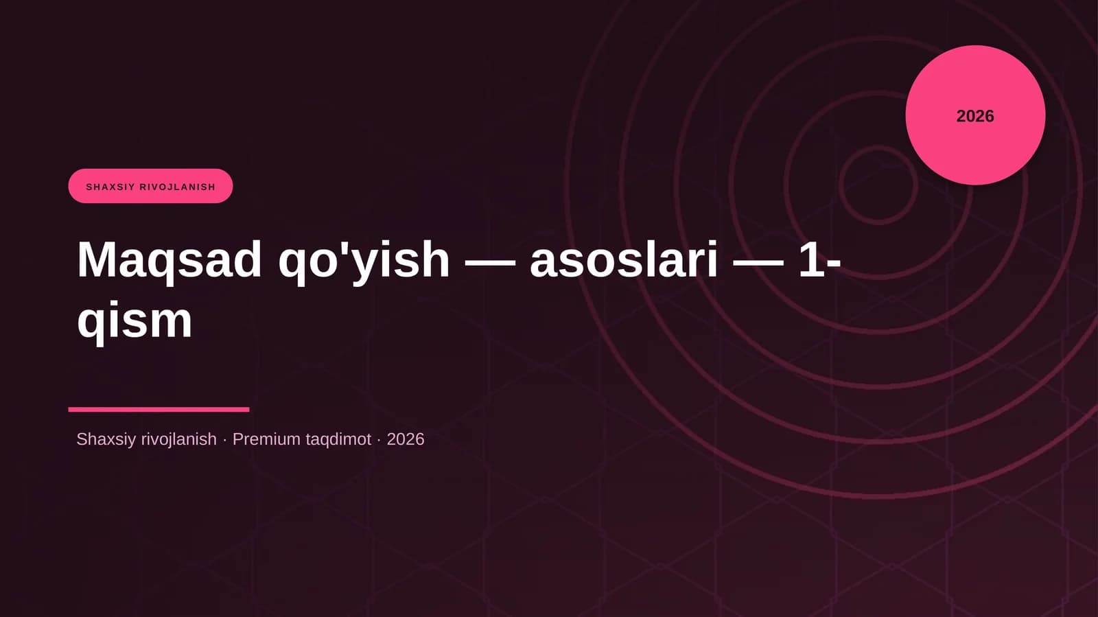 Maqsad qo'yish — asoslari — 1-qism