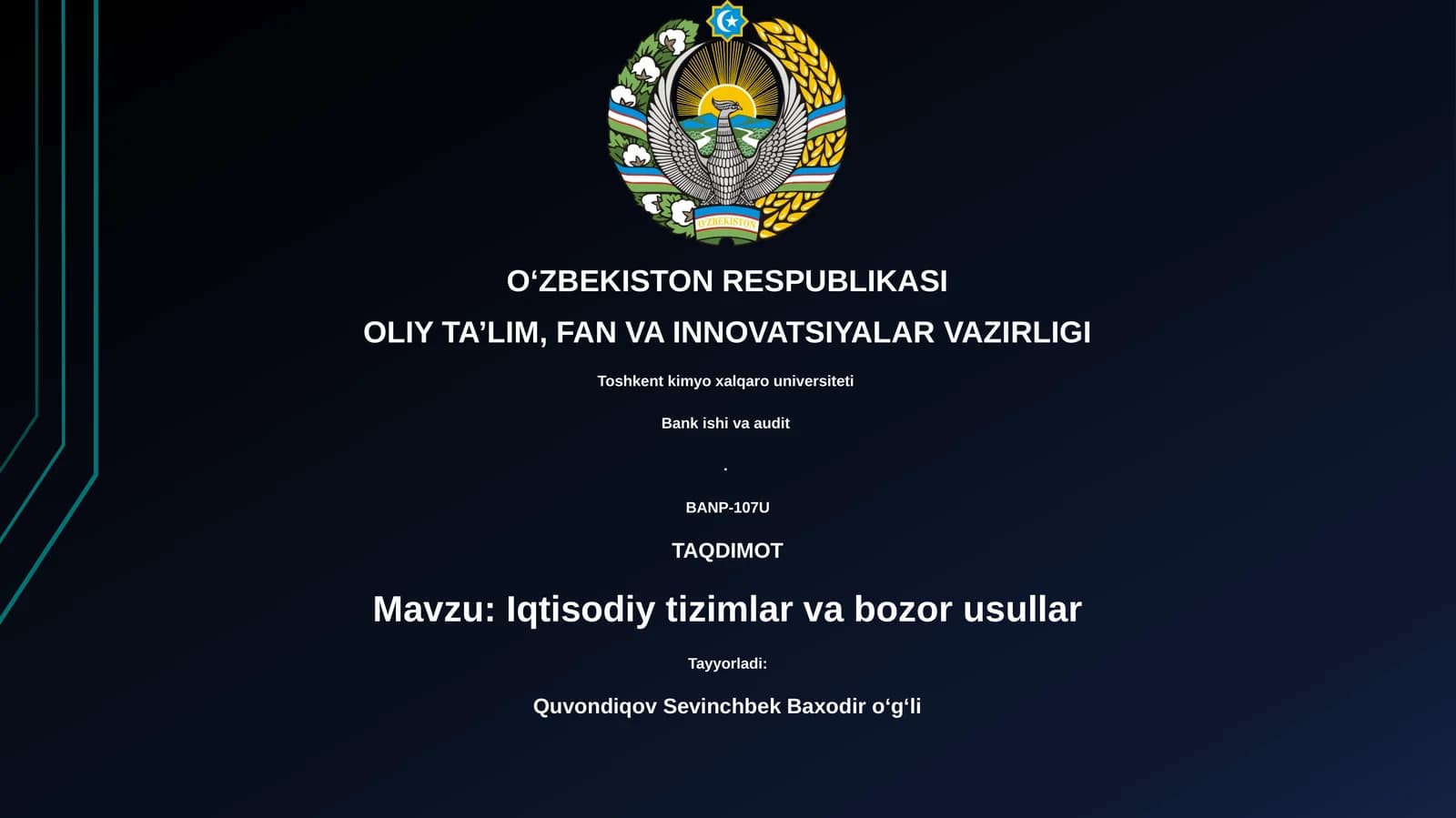 Iqtisodiy tizimlar va bozor usullari