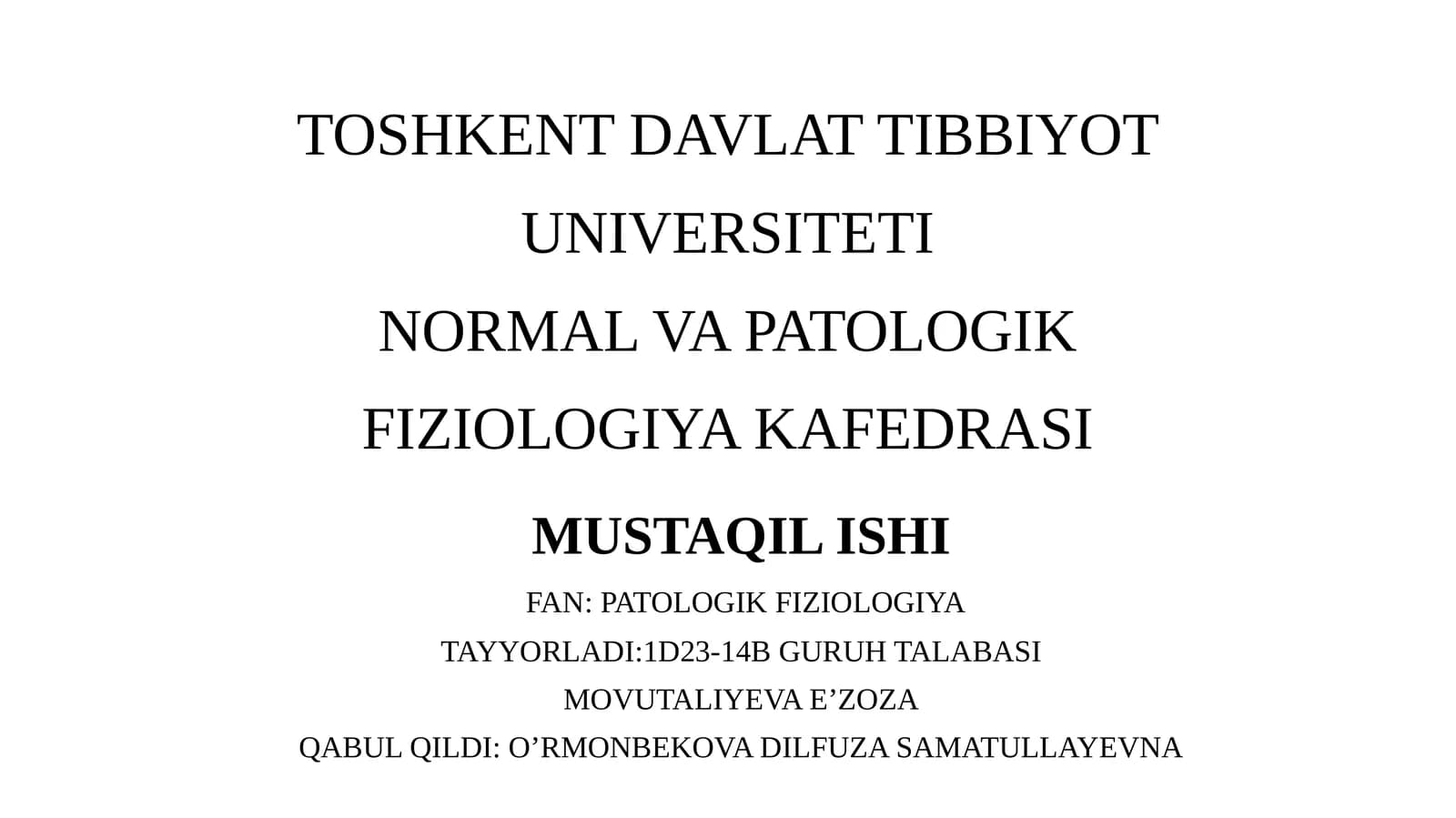 Patalogiyada organizm yoshining roli