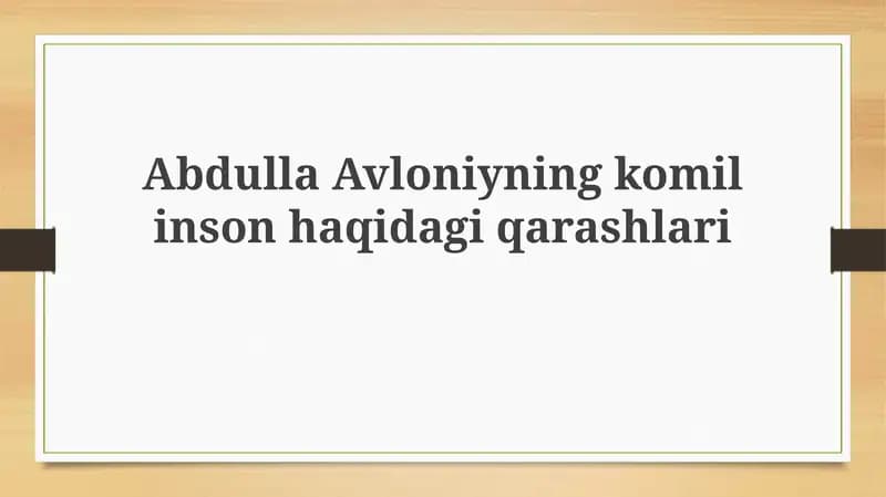 Avloniyning qarashlari