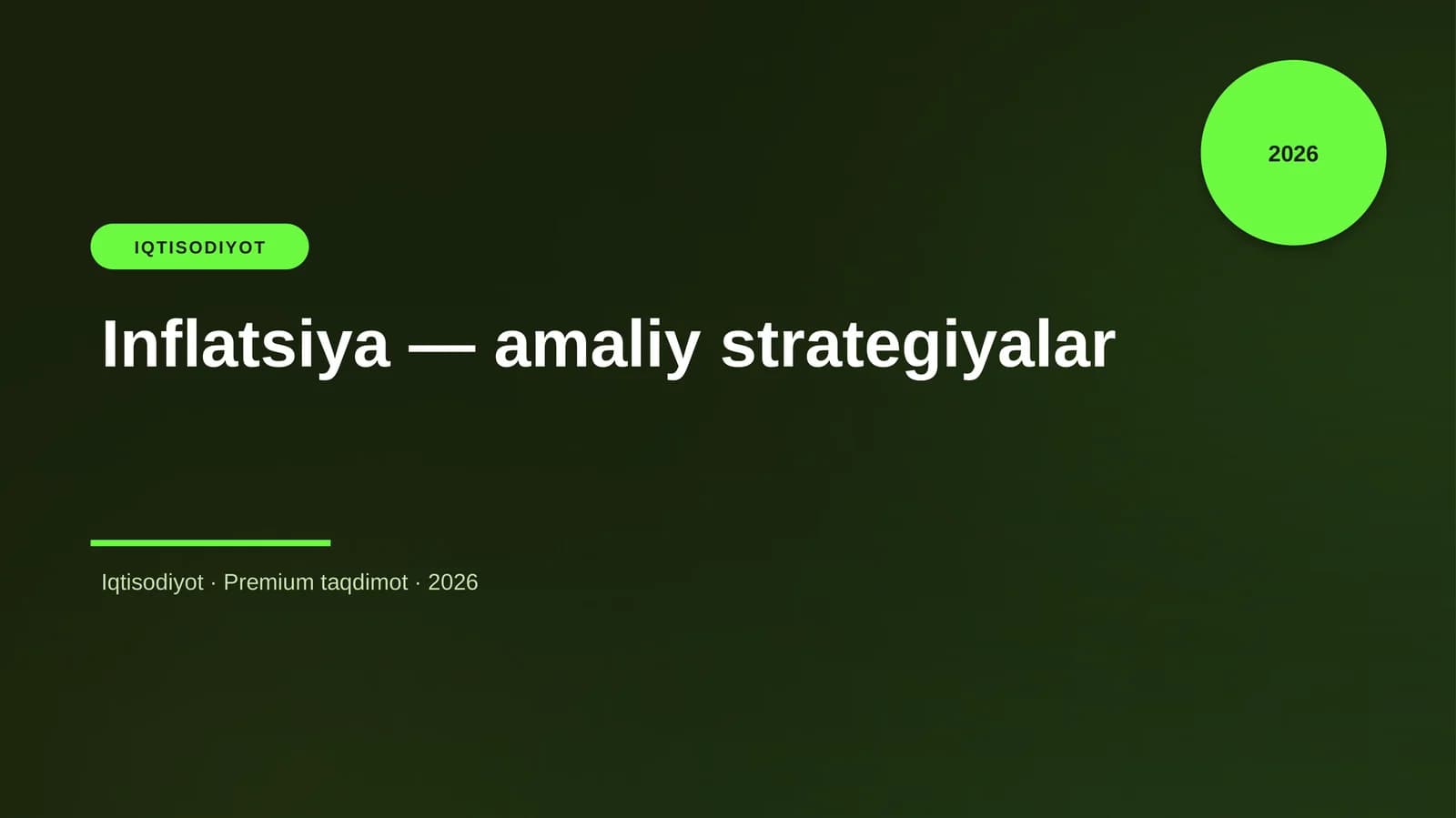 Inflatsiya — amaliy strategiyalar