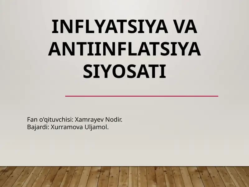 Inflyatsiya va antinflatsiyasi