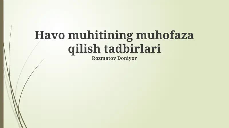 Havo muhitining muhofaza qilish tadbirlari