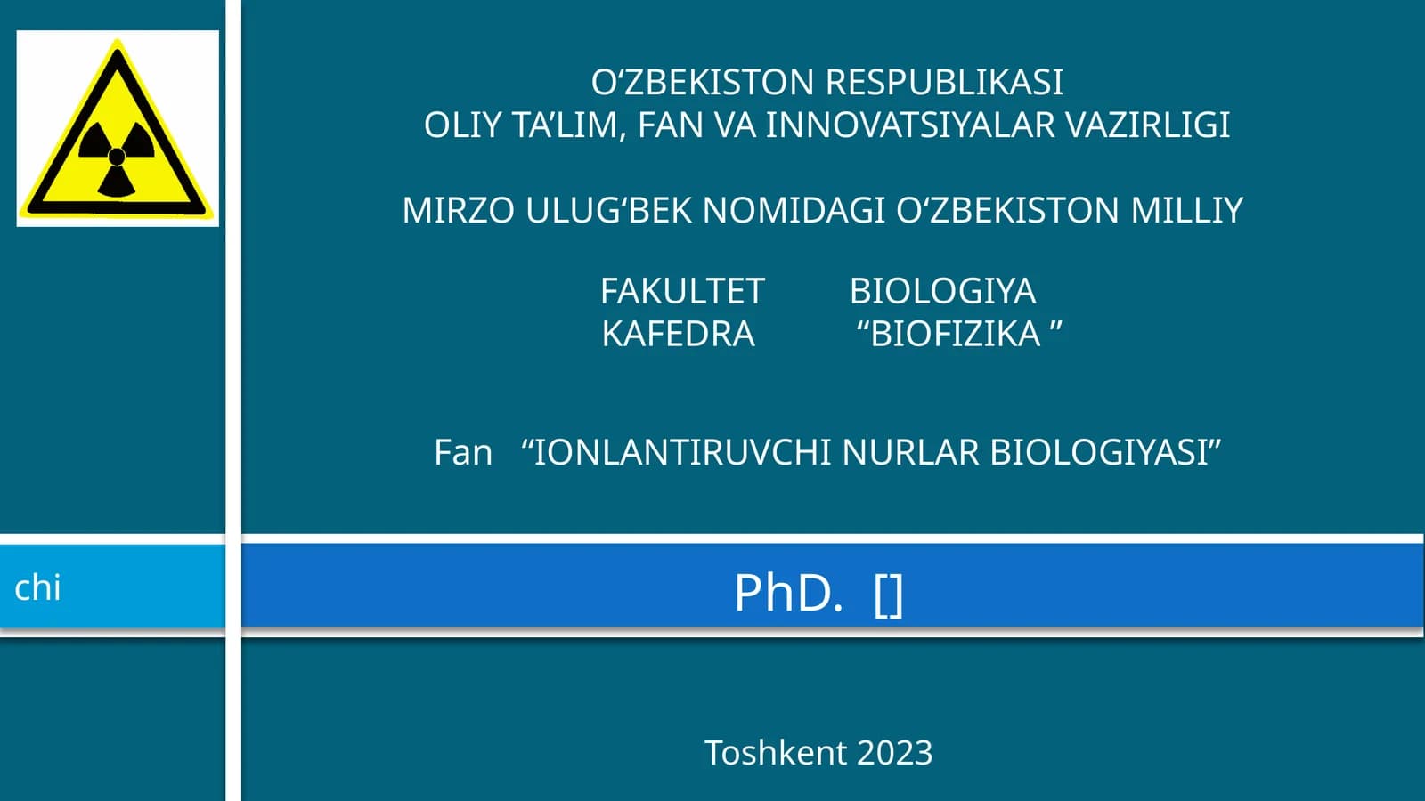 Ionlashtiruvchi Nurlar Biologiyasi