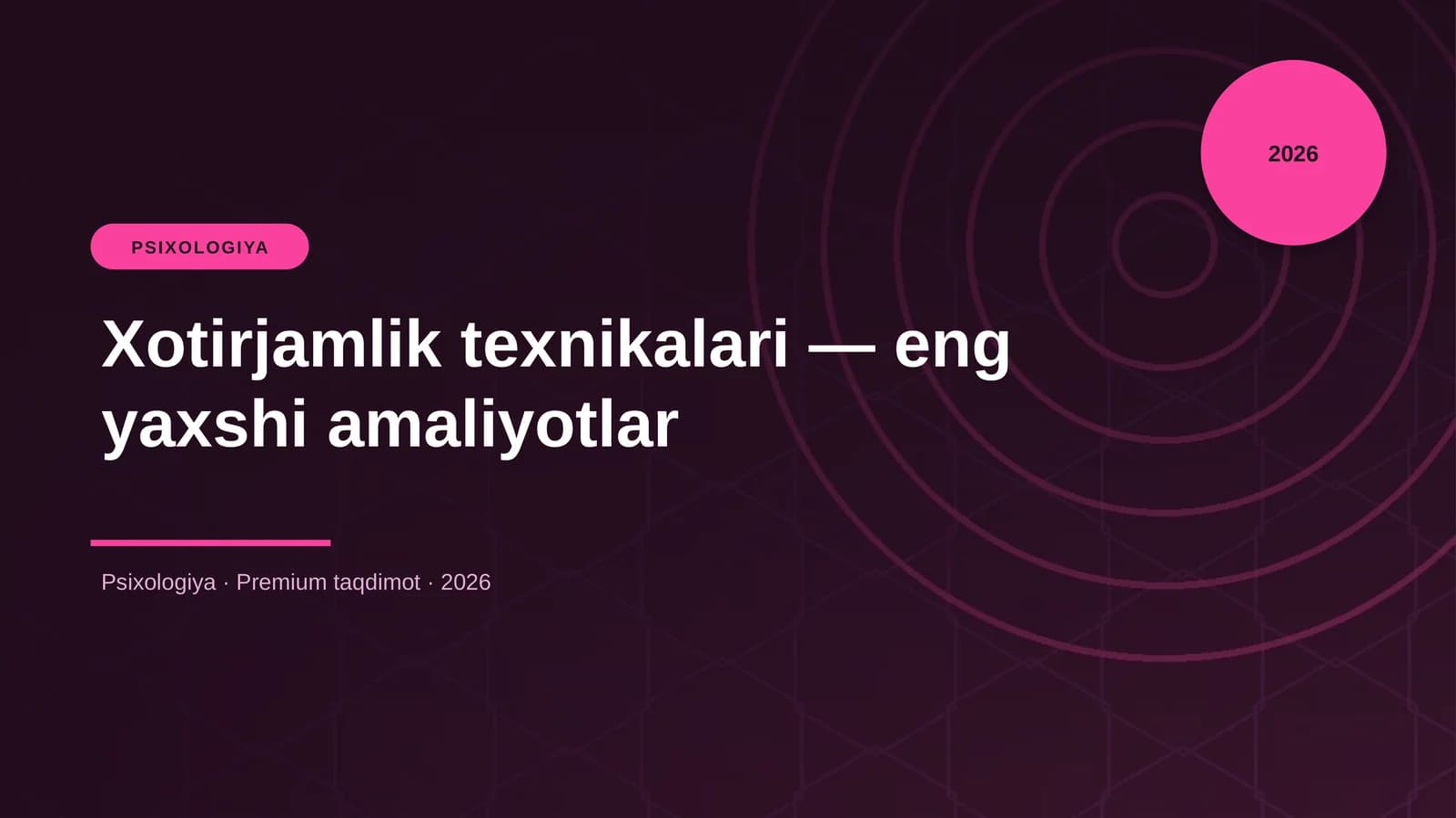 Xotirjamlik texnikalari — eng yaxshi amaliyotlar