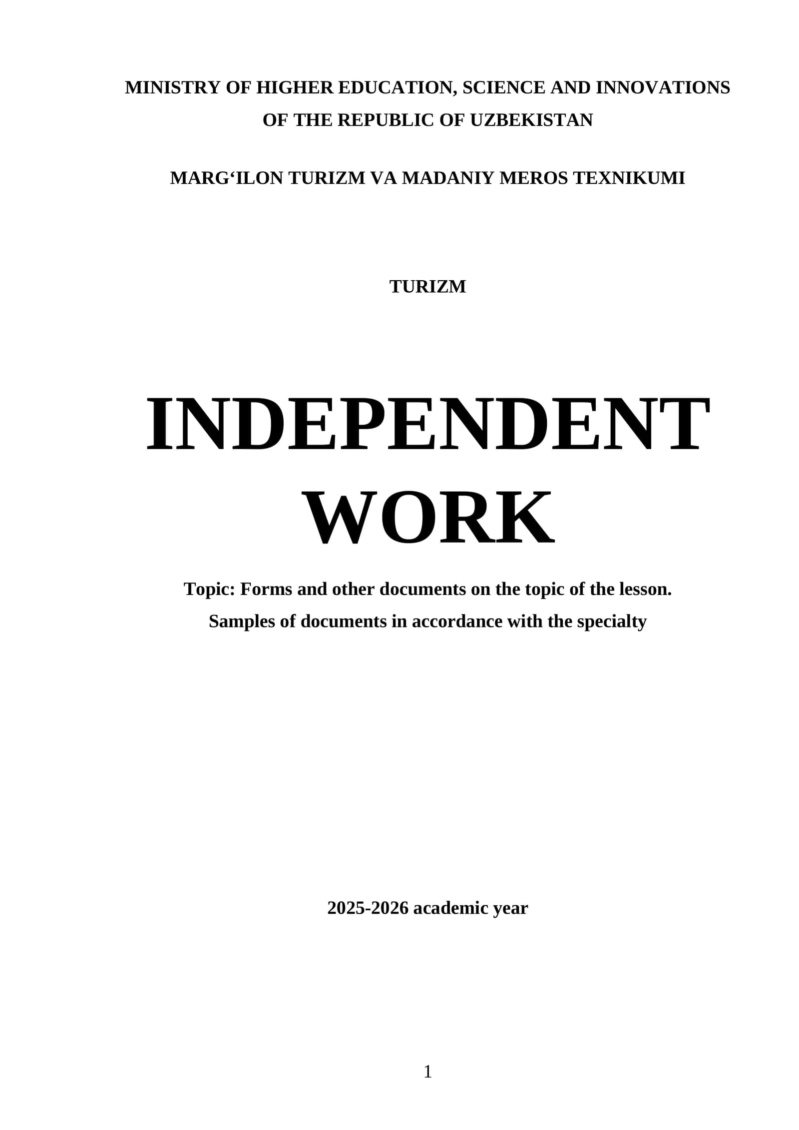 TURIZM Forms and Documents
