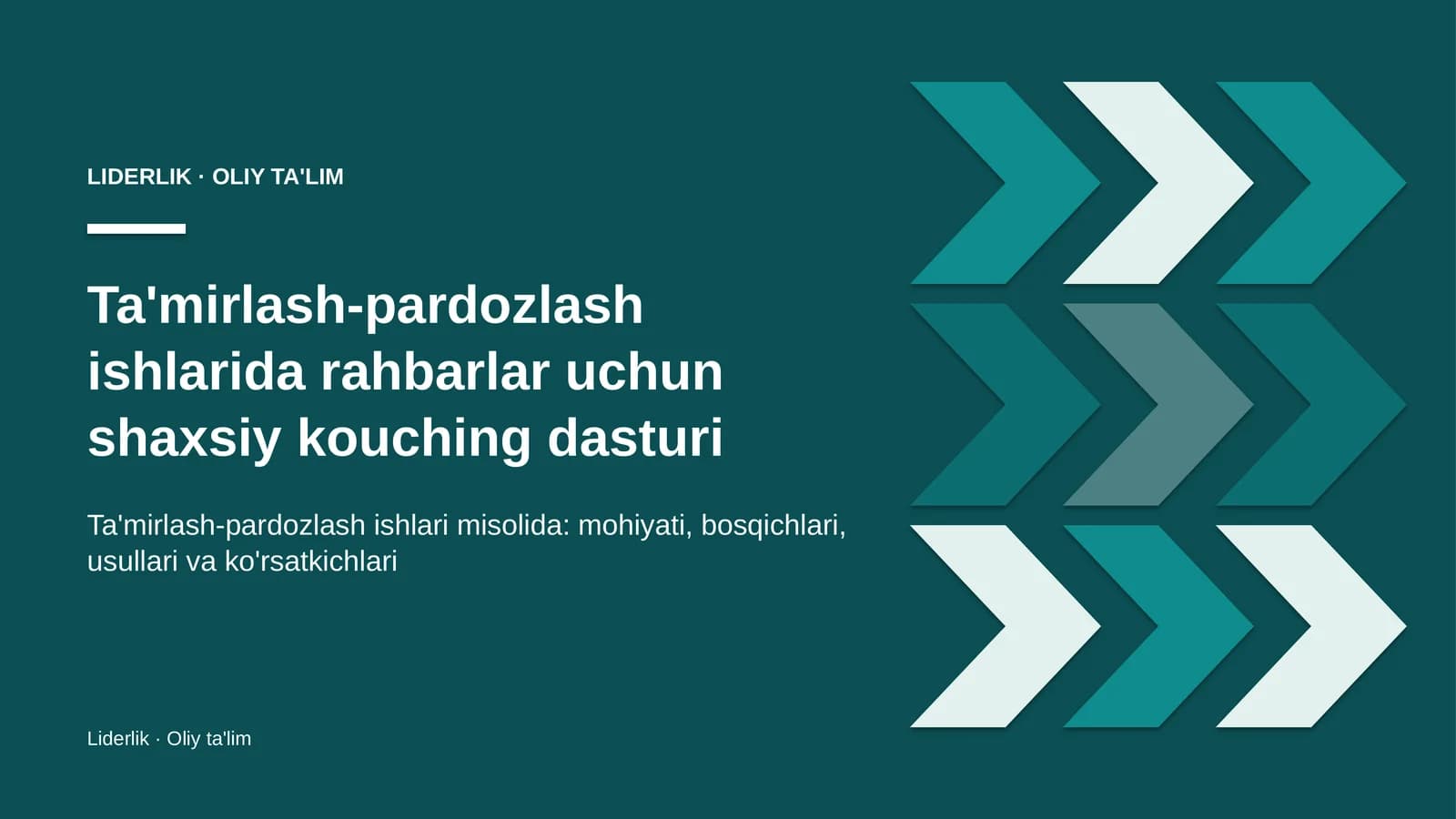 ta'mirlash pardozlash ishlarida rahbarlar uchun shaxsiy kouching dasturi 3722
