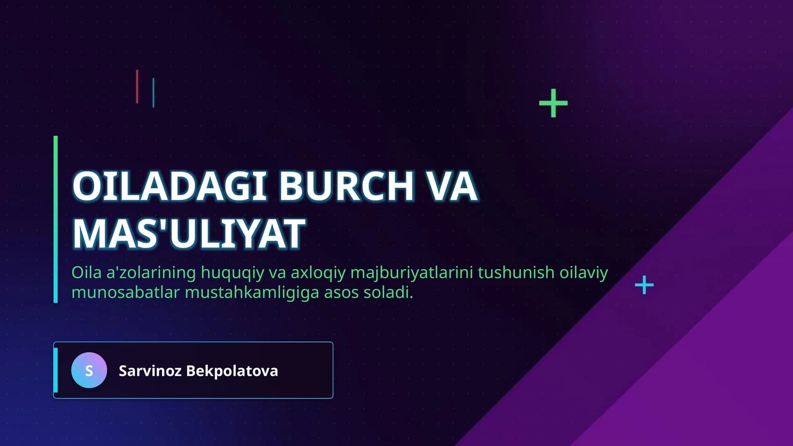 Oiladagi burch va mas'uliyat