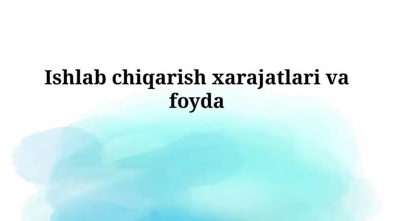 Ishlab chiqarish xarajatlari vafoyda