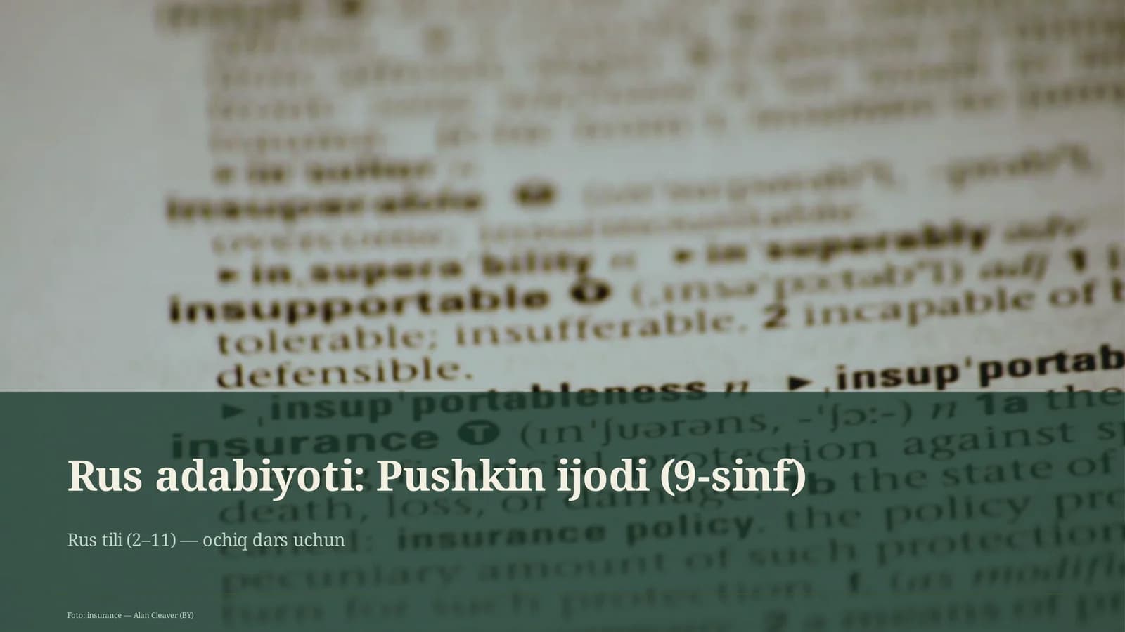 Rus adabiyoti: Pushkin ijodi (9-sinf)