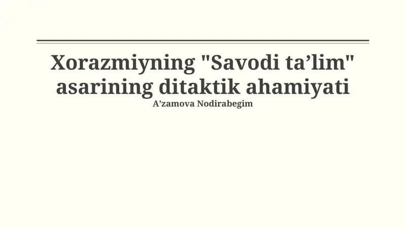 Savodi taʼlim