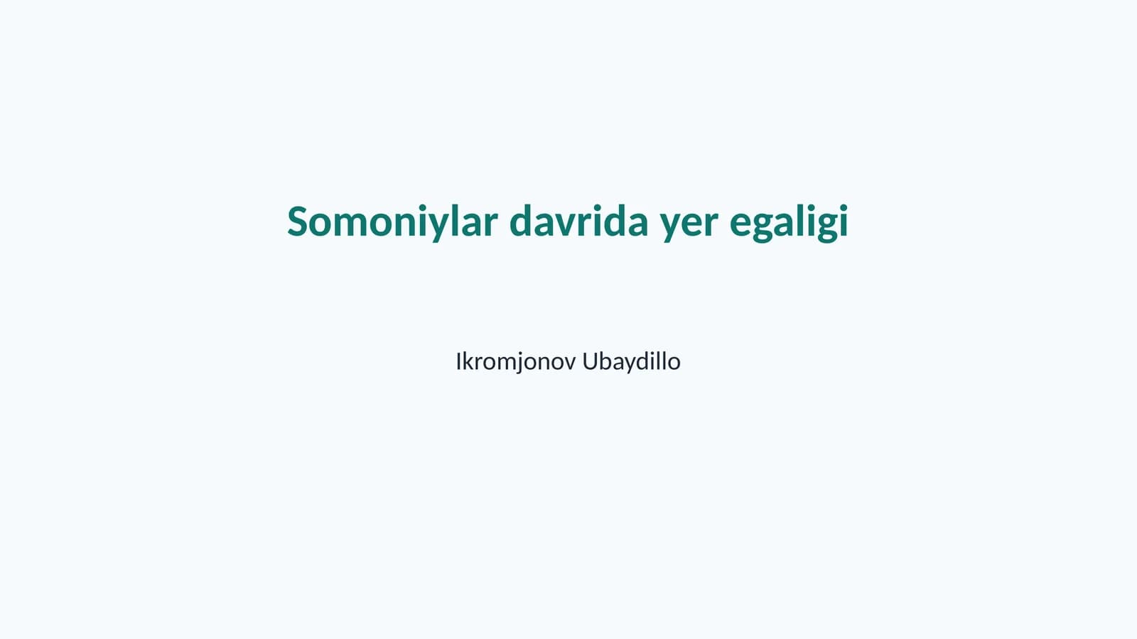 Somoniylar davrida yer egaligi