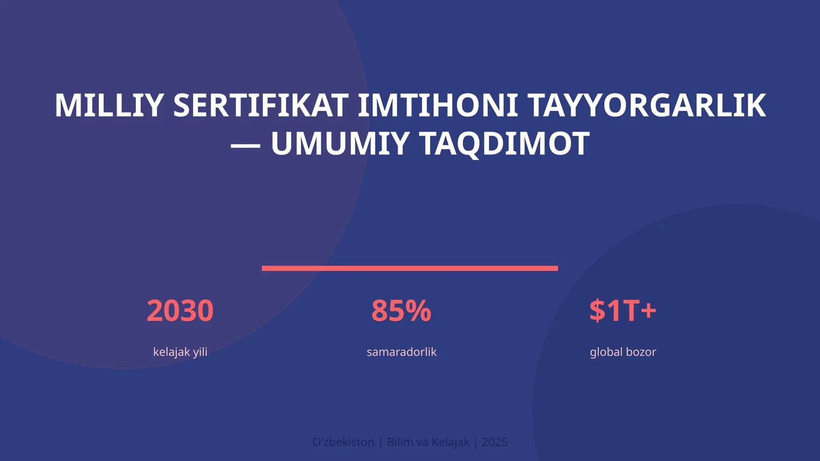 Milliy sertifikat imtihoni tayyorgarlik — umumiy taqdimot