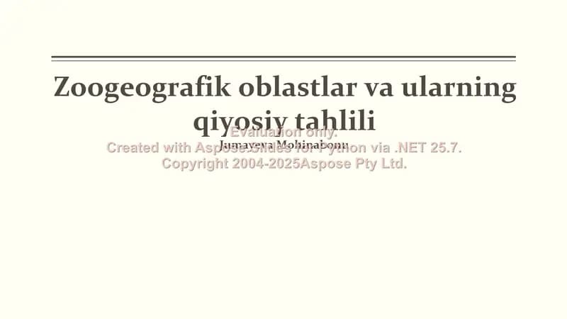 Zoogeografik oblastlar va ularning qiyosiy tahlili