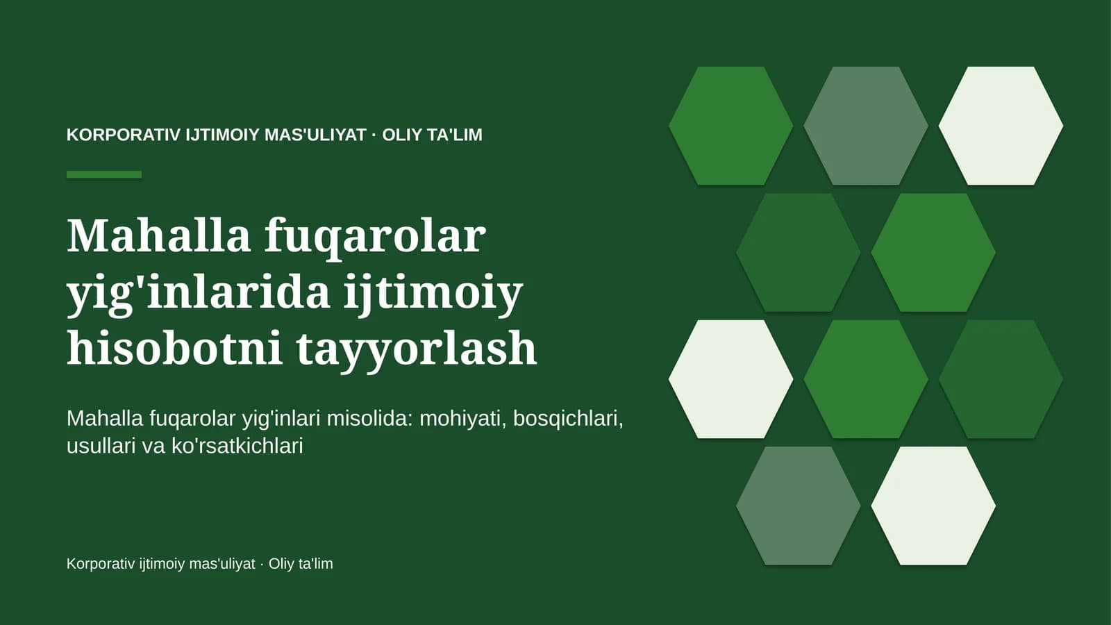 Mahalla fuqarolar yig'inlarida ijtimoiy hisobotni tayyorlash