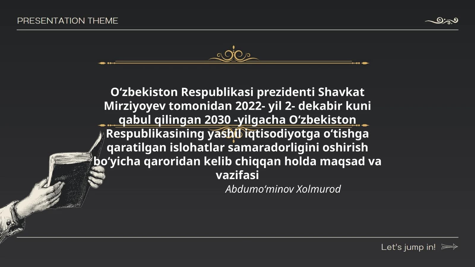 O'zbekiston Respublikasining Yashil Iqtisodiyotga O'tishga Qaratilgan Islohatlar