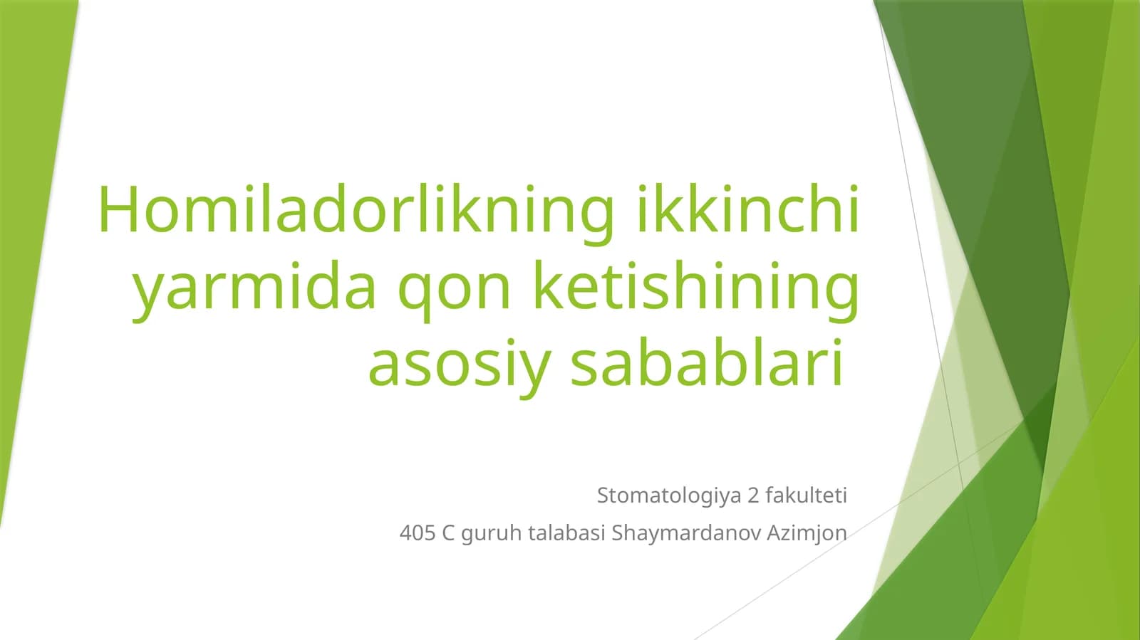 Homiladorlikning ikkinchi yarimida qon ketishining asosiy sabablari
