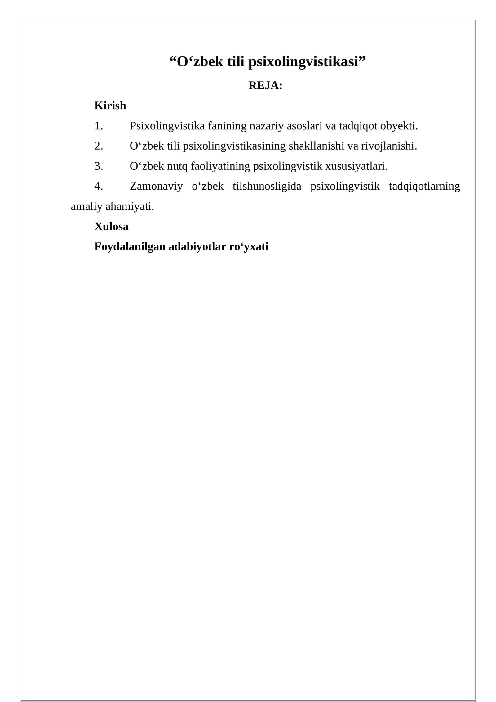 O‘zbek tili psixolingvistikasi