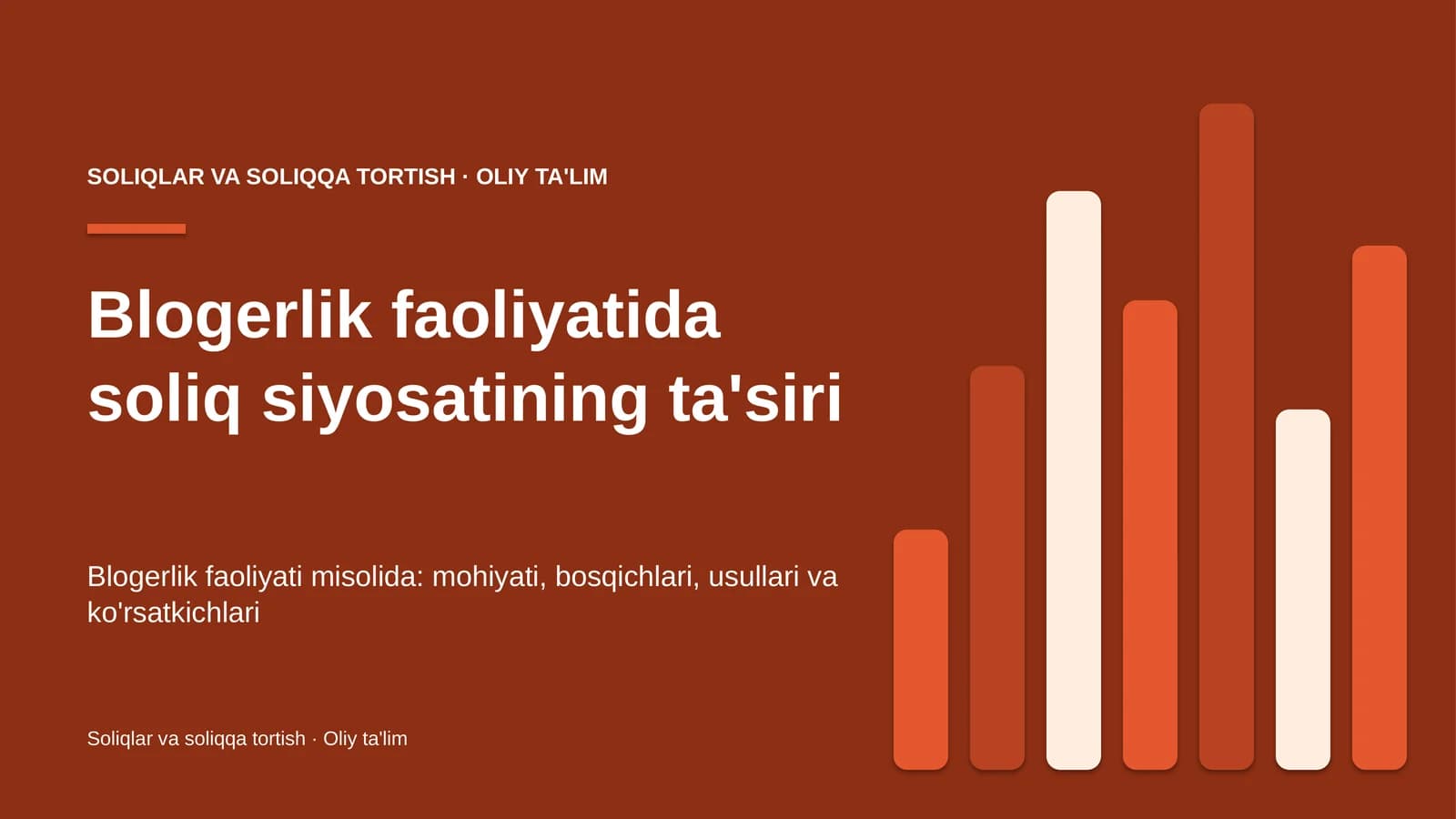 Blogerlik faoliyatida soliq siyosatining ta'siri