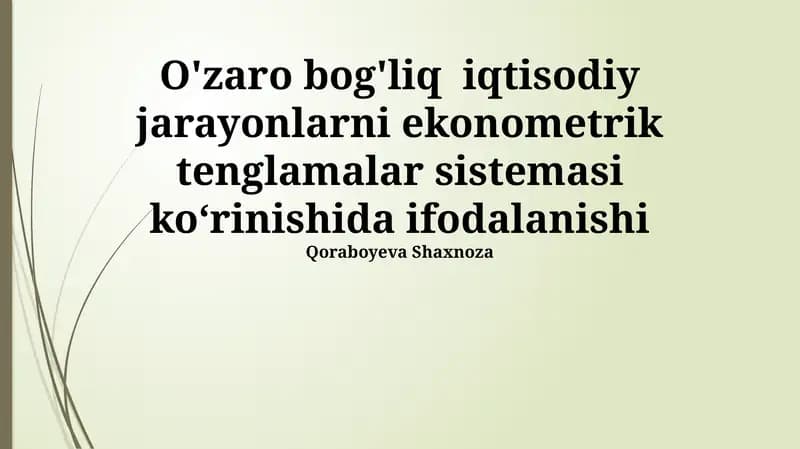 Ekonometrik tenglamalar tizimi