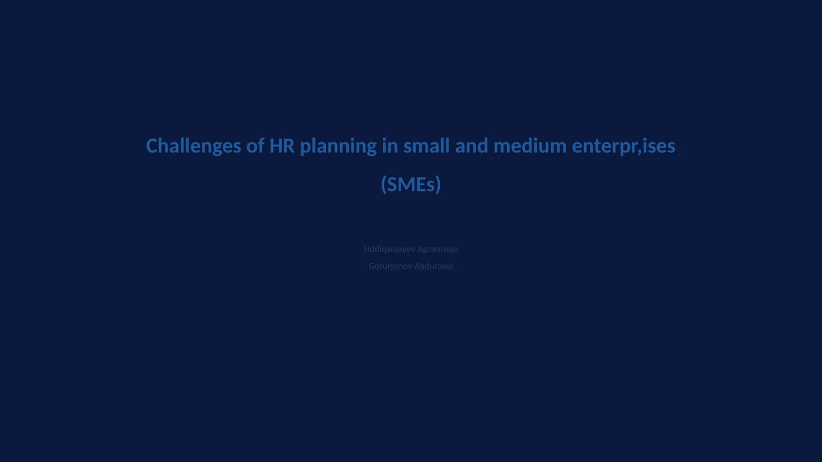 Challenges of HR planning in small and medium enterprises (SMEs)