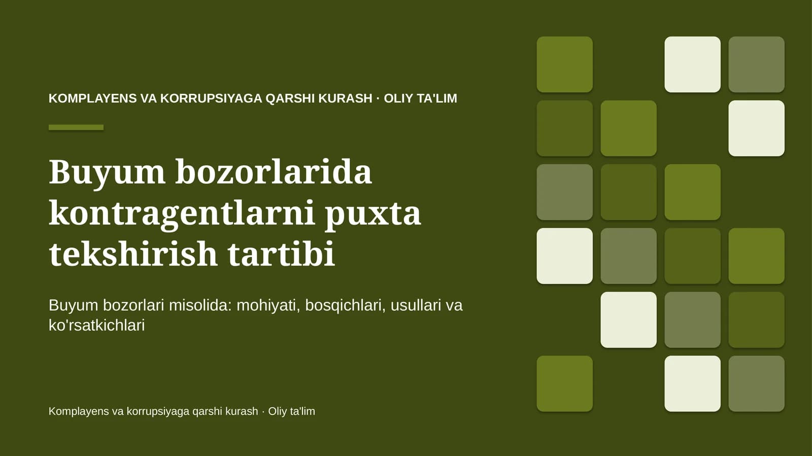 Komplayens va korrupsiyaga qarshi kurash · Oliy ta'lim