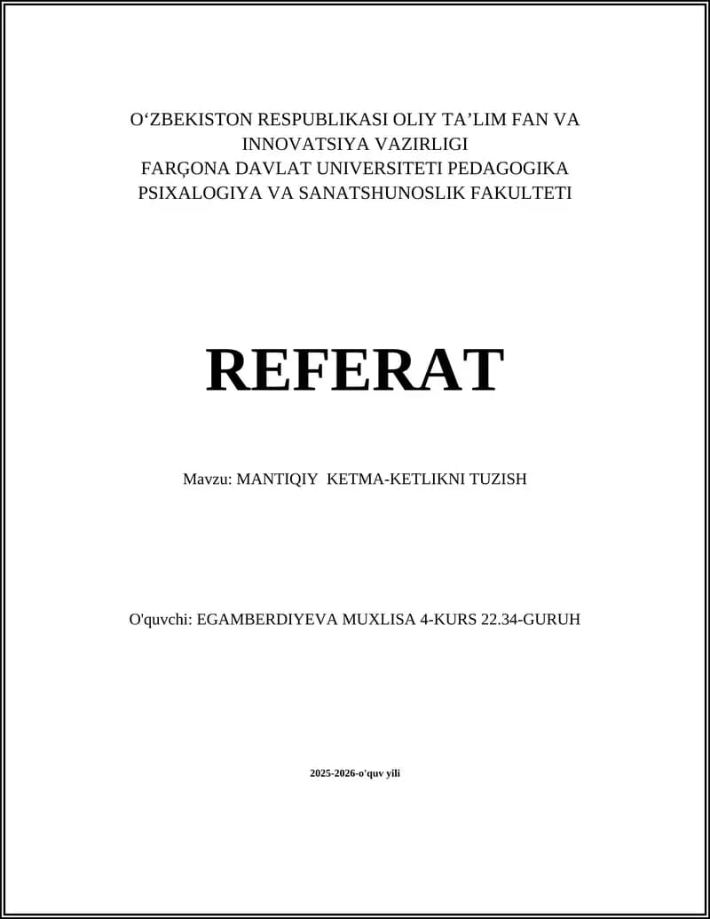 Mantiqiy ketma-ketlikni tuzish
