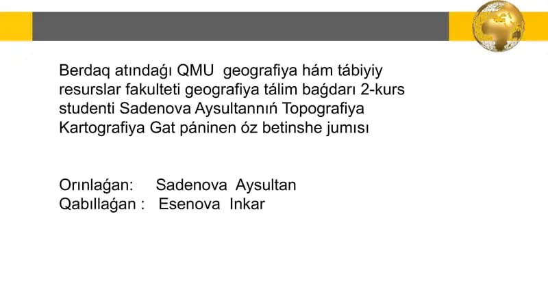 Kartografiya Kartografiya proekciyalardıanıqlaw