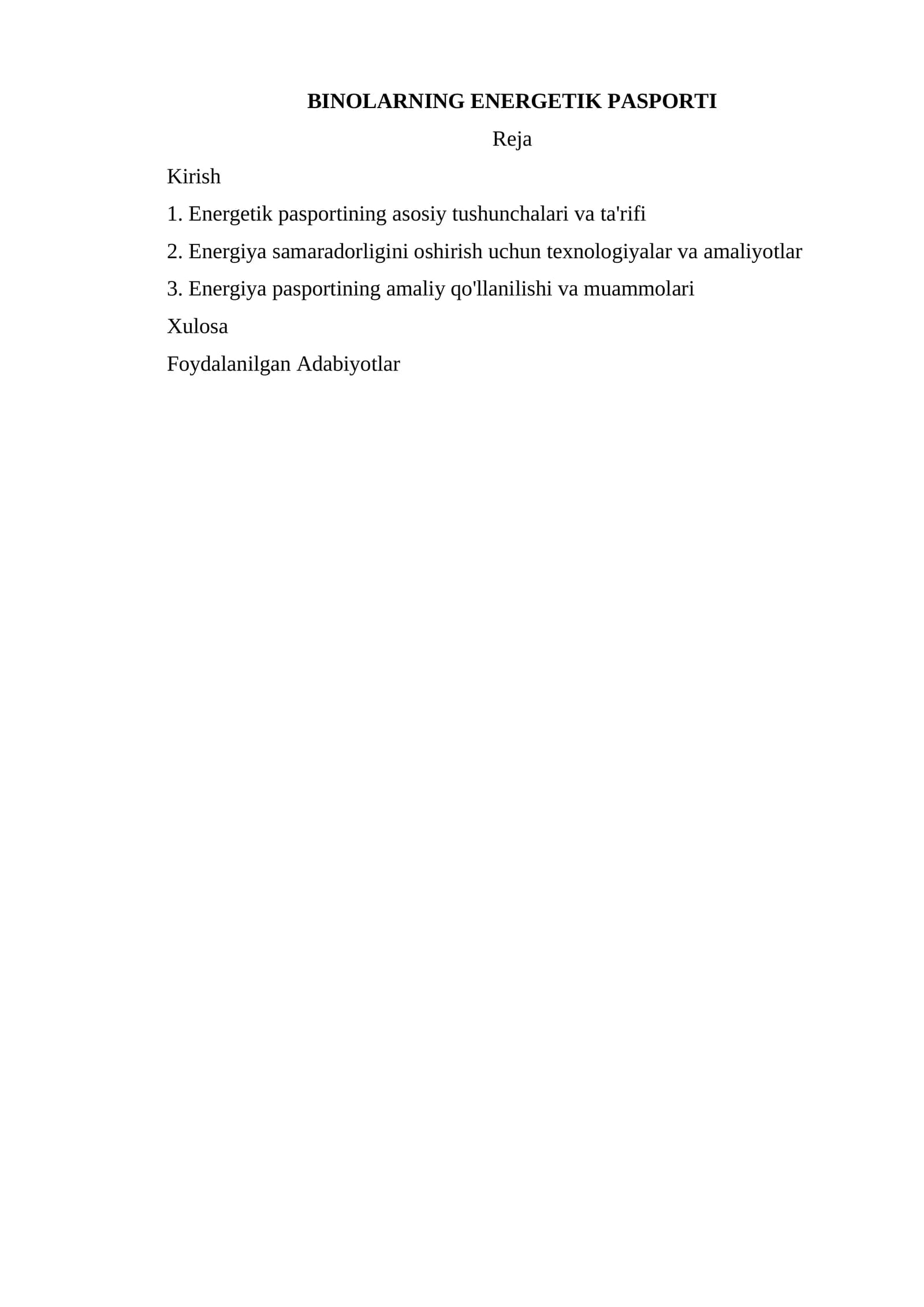 Binolarning Energetik Pasporti