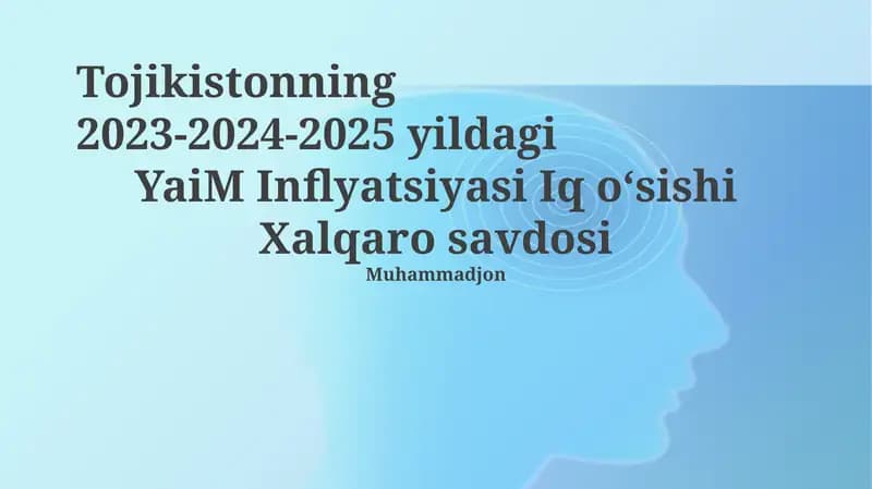Tojikistonning 2023-2024-2025 YaiM Inflyatsiyasi Iq oʻsishi Xalqaro savdosi