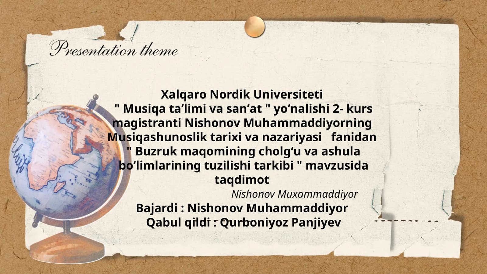 Buzruk maqomining cholgʻu va ashula boʻlimlarining tuzilishi tarkibi