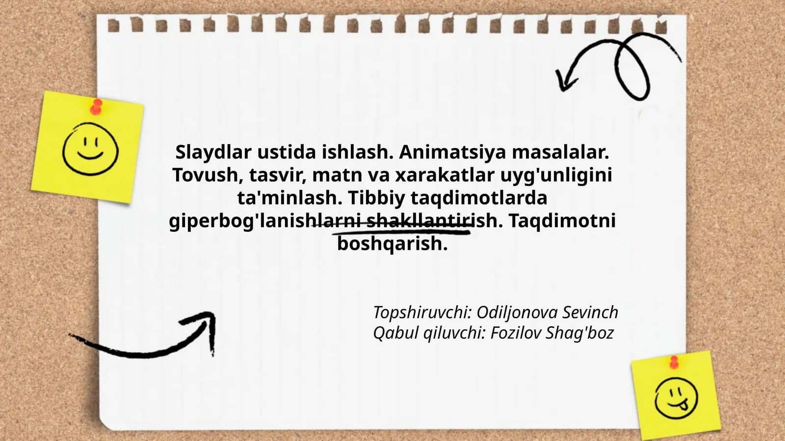 Slaydlar ustida ishlash