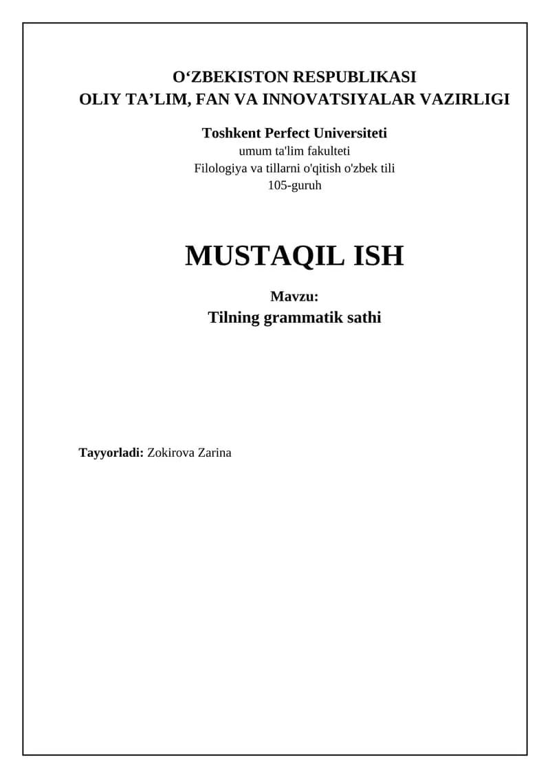 Tilning grammatik sathi