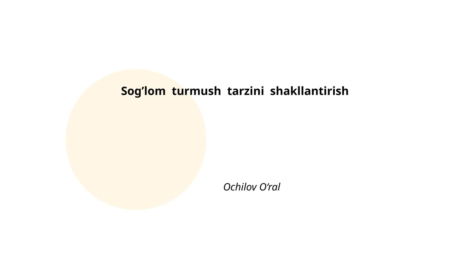 Sog’lom turmush tarzini shakllantirish