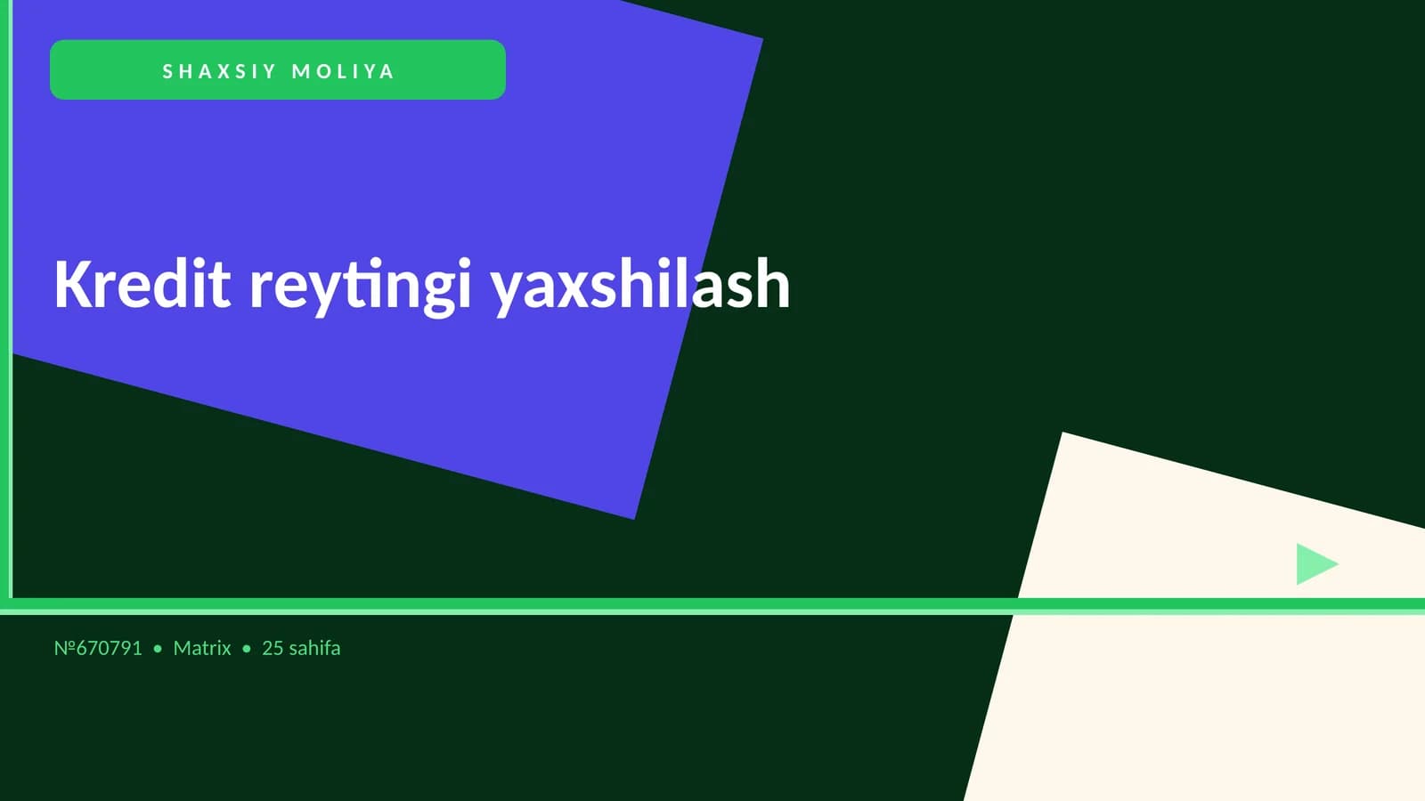 SHAXSIY MOLIYA