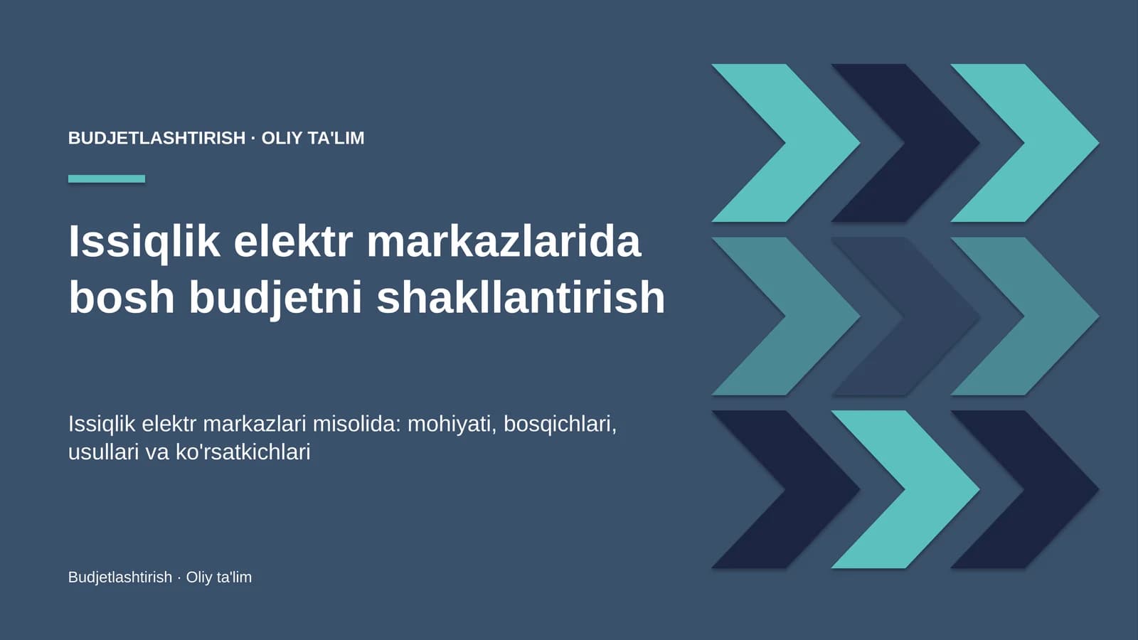 Issiqlik elektr markazlarida bosh budjetni shakllantirish