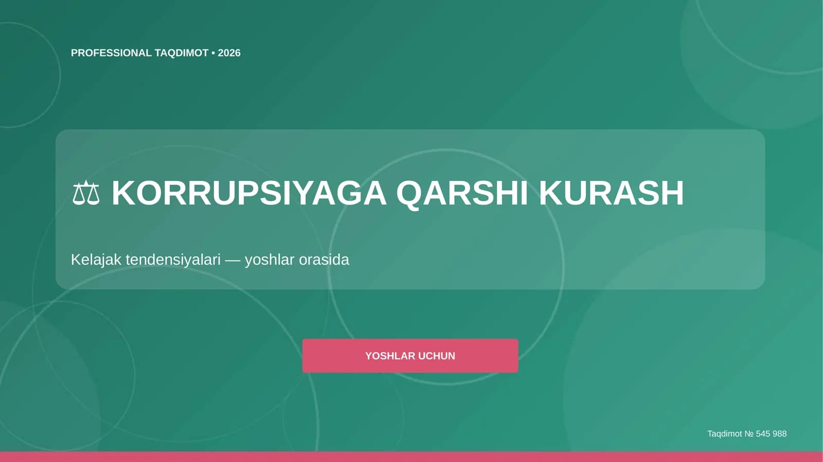 Korrupsiyaga qarshi kurash: kelajak tendensiyalari (yoshlar orasida) [yoshlar uchun]