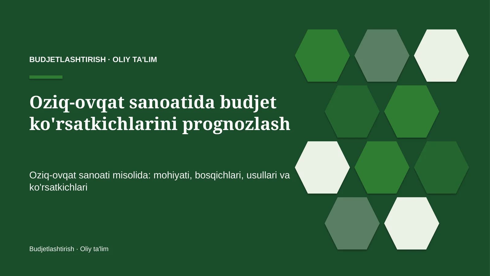 oziq ovqat sanoatida budjet ko'rsatkichlarini prognozlash 2921