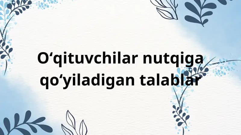 O‘qituvchi nutqi