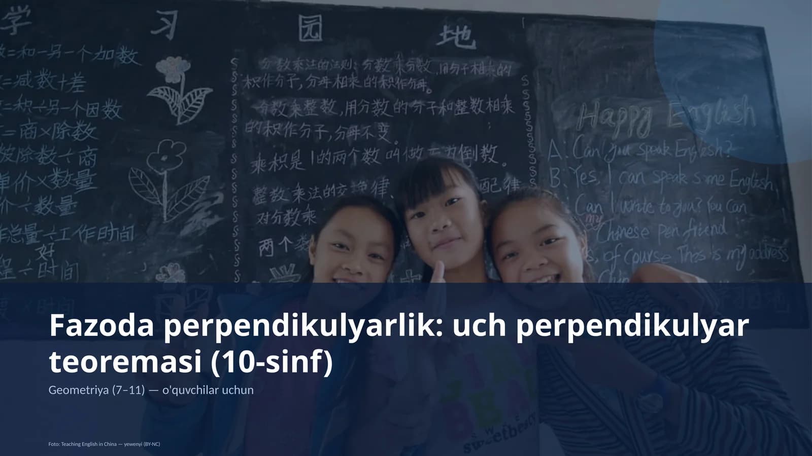 Fazoda perpendikulyarlik: uch perpendikulyar teoremasi (10-sinf)