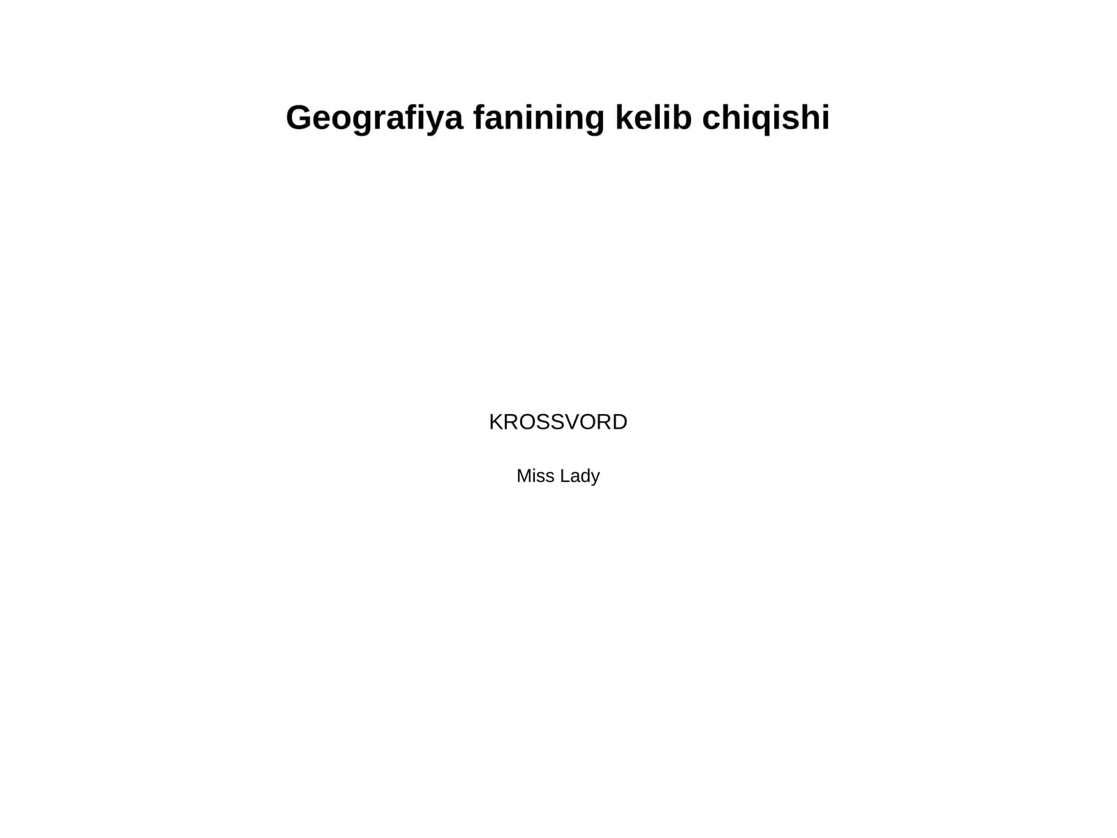 Geografiya fanining kelib chiqish tarishi