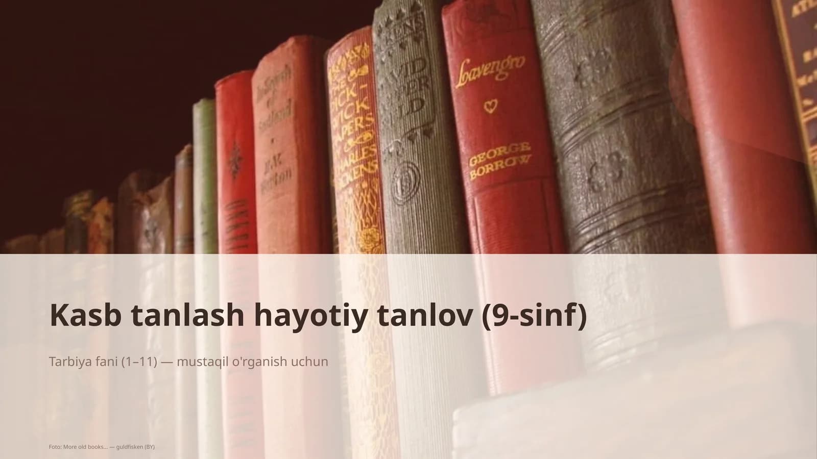 Kasb tanlash hayotiy tanlov (9-sinf) Tarbiya fani