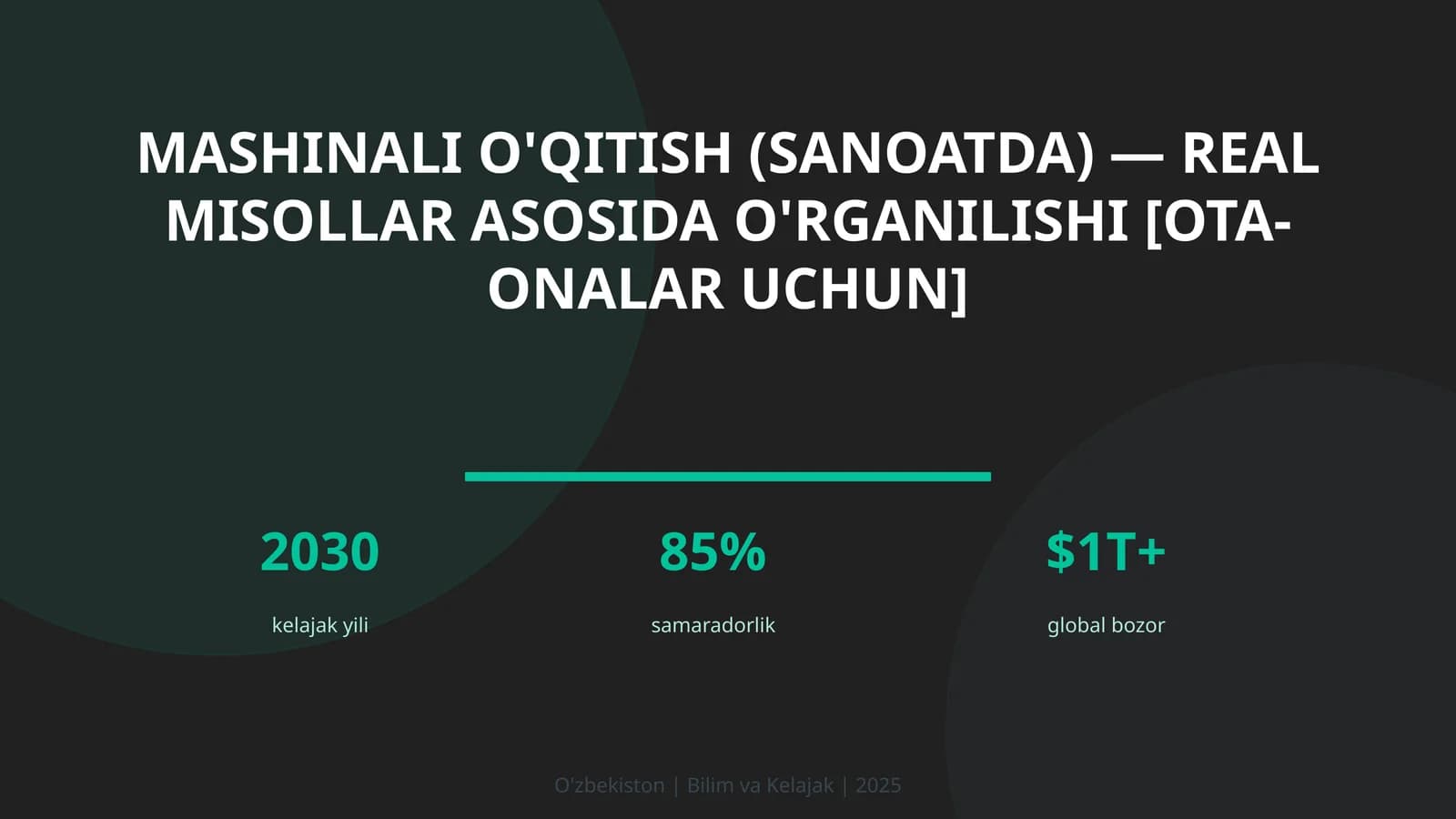 Mashinali o'qitish (sanoatda) — real misollar asosida o'rganilishi [ota-onalar uchun]