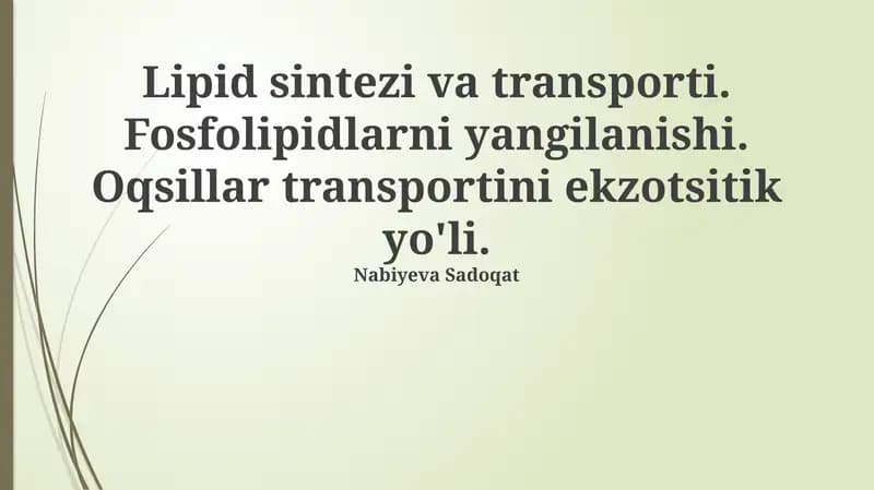 Lipid sintezi va transporti