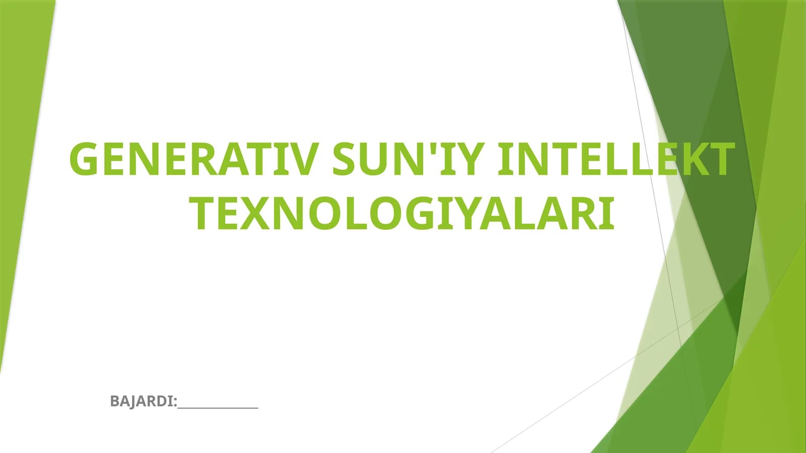 GENERATIV SUN'IY INTELLEKT TEXNOLOGIYALARI