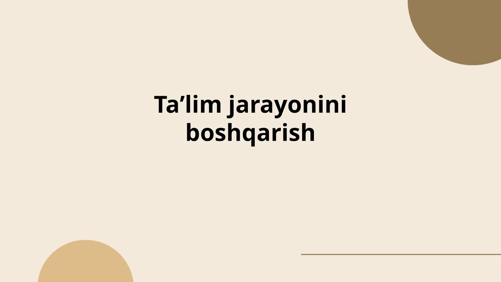 Taʼlim jarayonini boshqarish
