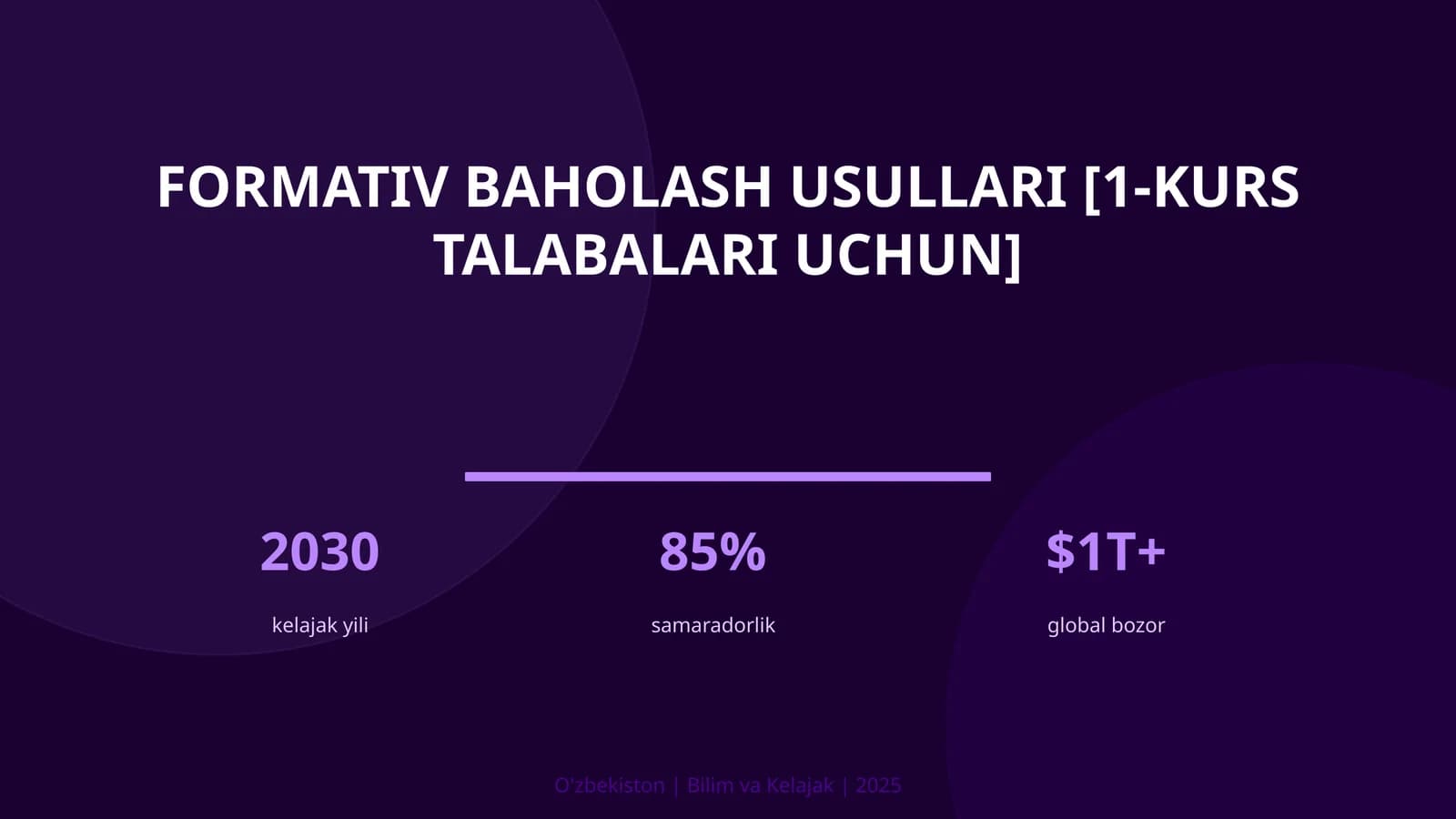 Formativ baholash usullari [1-kurs talabalari uchun]