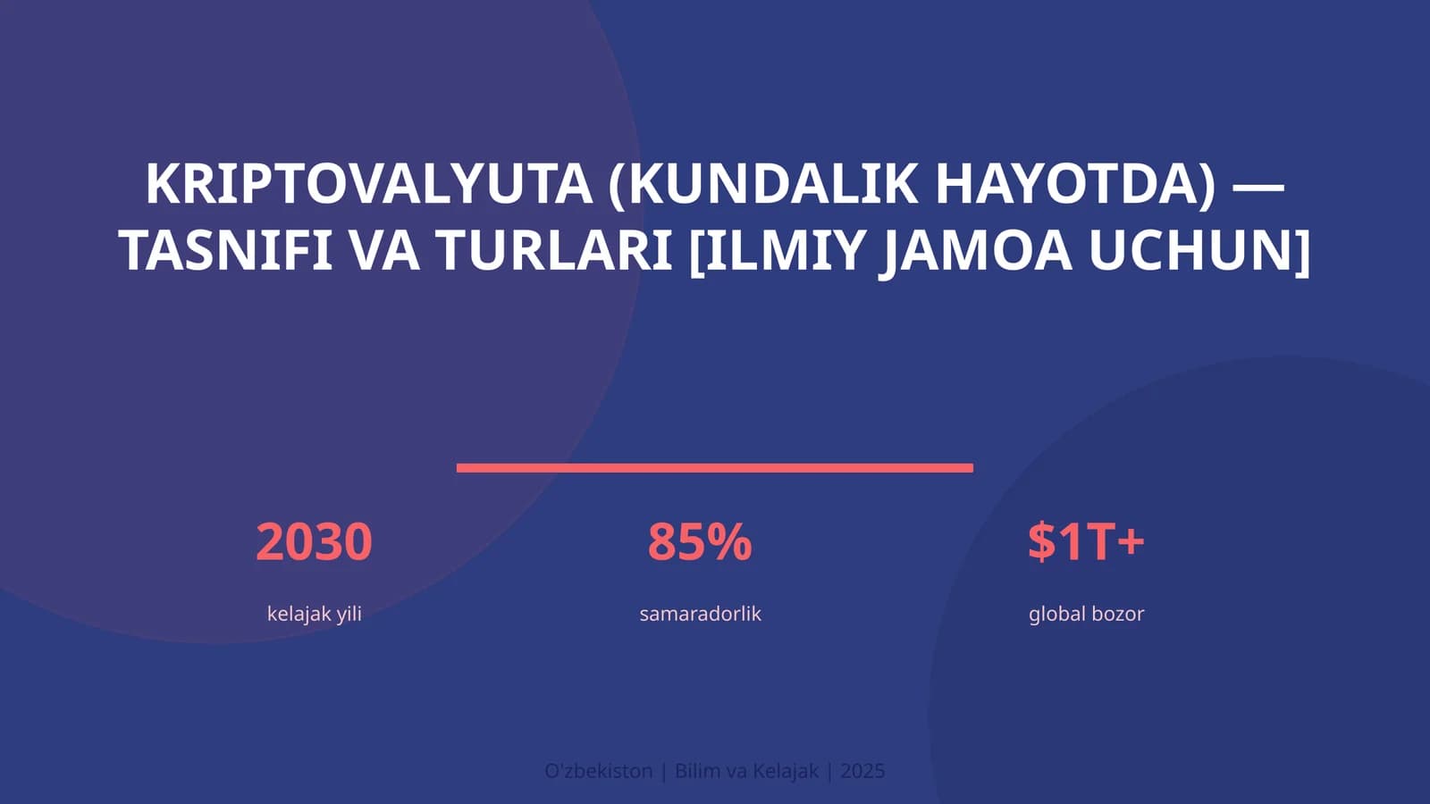 Kriptovalyuta (kundalik hayotda) — tasnifi va turlari [ilmiy jamoa uchun]